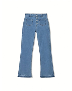 Расклешенные джинсы, синий деним Bershka