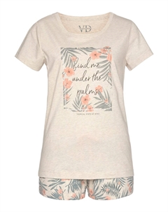 Короткий пижамный комплект, бежевый Lascana