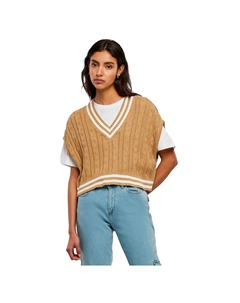 Свитер Cropped Knit College v neck, коричневый Urban classics