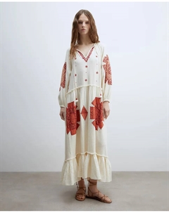 Вышитое платье с аппликациями, цвет Crudo Сфера