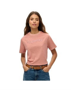 Футболка с коротким рукавом Emb Core Logo Boxy Loose, розовый Superdry