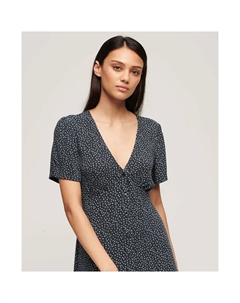 Платье с коротким рукавом Print Button Tea, синий Superdry