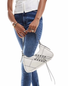 Сумка через плечо со шнуровкой и люверсами белого цвета Asos design