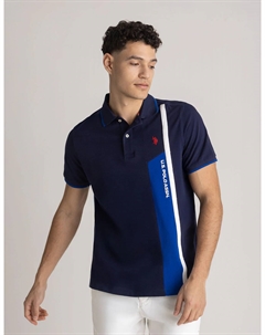 Футболка-поло U.S. Polo Assn Vertical Color Block Pique, темно-синий U.s. polo assn.