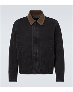 Куртка из хлопкового полотна с отделкой из вельвета, Faded Black Saint laurent