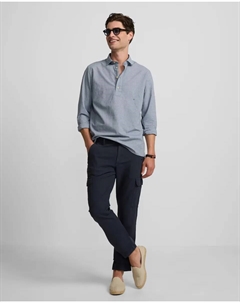 Мужские спортивные брюки-карго из льняной ткани индиго, индиго/синий Silbon