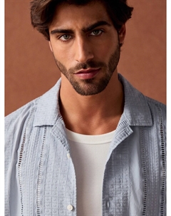 Рубашка на пуговицах классического кроя, синий Next