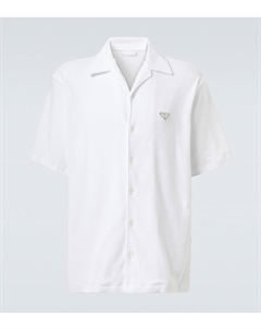 Хлопковая махровая рубашка для боулинга, белый Prada