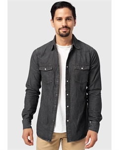Рубашка на пуговицах классического кроя Mike, черный Indicode jeans