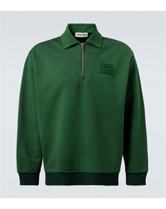 Хлопковый джерси свитшот с логотипом, Verde Miu miu