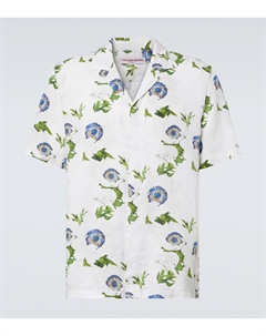 Майтан цветочная льняная рубашка в стиле боулинг, White Sand Orlebar brown