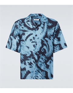 Печатная хлопковая и шёлковая саржевая рубашка, темно-синий Commas