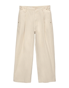 Широкие брюки со складками спереди, белый Pull & bear