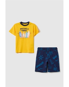 Комплект хлопковый из футболки и шорт с принтом Ovs