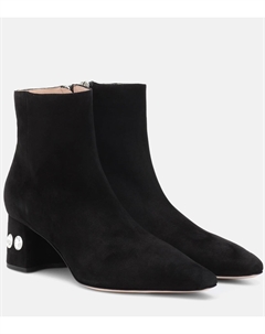 Расшитые замшевые ботильоны, черный Miu miu