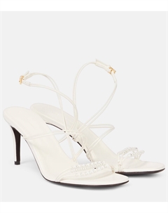 Плетёные кожаные сандалии Loop 75 с декоративными элементами, Optic White Khaite