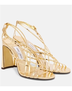 Felice 95 блестящие кожаные сандалии с бусинами, Light Gold Jimmy choo