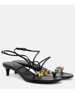 Плетёные кожаные сандалии Loop 35, Black Multi Khaite