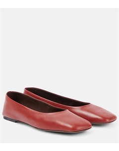 Квадратные кожаные балетки, Rust The row