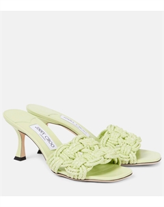 Chara 70 плетеные мюли из рафии, Pistachio/Pistachio Jimmy choo
