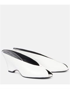 Плащ 75 кожаные мюли на платформе с открытым носком, Optic White Khaite