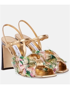 Сандалии Annika 95 из металлизированной кожи, Tropical Orchid Mix Jimmy choo