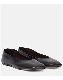 Квадратные кожаные балетки, черный The row