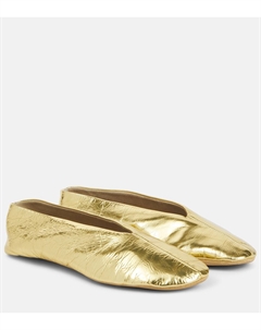 Стельированные балетки Stella из металлизированной кожи, золотой The row