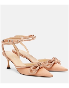 Туфли-лодочки Double Bow 65 с декоративными элементами из атласа, Golden Brown Mach & mach
