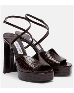 Карили 125 сандалии на платформе с эффектом крокодиловой кожи, коричневый Jimmy choo