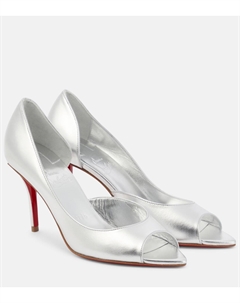 Открытые туфли-лодочки Apostropha 80 из металлизированной кожи, Silver/Lin Silver Christian louboutin