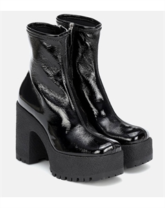 Искусственная кожа платформенные ботинки до щиколотки, черный Miu miu