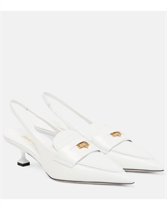 Кожаные лоферы с ремешком на пятке Penny, белый Miu miu