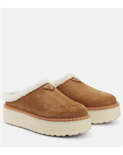 Evolve платформенные мюли из замши с подкладкой из овчины, Cannella Prada