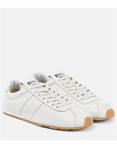 Кожаные кроссовки, белый Miu miu