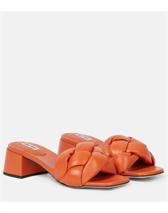Плетеные кожаные сандалии с мягкой подкладкой, Papaya Miu miu