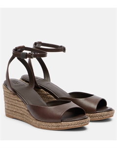 Кожаные эспадрильи на платформе, Chocolate Brown Brunello cucinelli