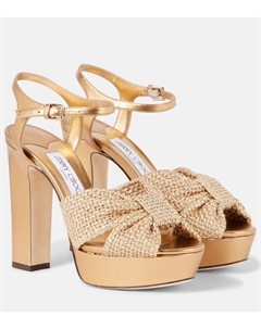 Хелоиза 120 кожаные сандалии на платформе, Gold/Gold Jimmy choo