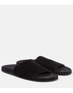 Хью замшевые шлепанцы, черный The row