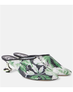 Игрушечные 45 цветочные мюли с пайетками на сетке, Black/Hibiscus Loewe