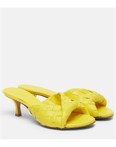 Блинк 50 мюли из кожи Intrecciato, Sulfur Bottega veneta