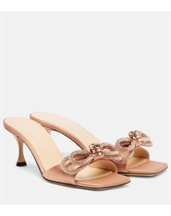 Сатиновые мюли 65 с двойным бантом и декором, Golden Brown Mach & mach