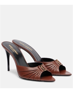 Бабушка Кассандра 90 кожаные мюли, Aesthetic Brown Saint laurent