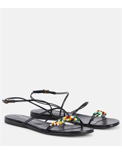 Плетёные кожаные сандалии Loop, Black Multi Khaite