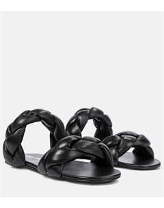 Плетеные кожаные шлепанцы, черный Miu miu