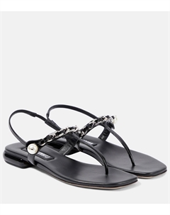 Лаковые сандалии-танга, черный Miu miu