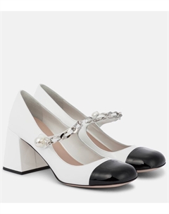 Кожаные туфли Mary Jane, Black/Whtie Miu miu
