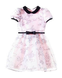 Платье из тюля с цветочным принтом и бантом, Rosa Antico + Nero Monnalisa