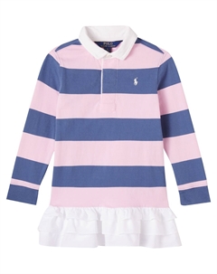 Полосатое хлопковое платье, Gardenpinkearthbluestrpedckwsh Polo ralph lauren kids