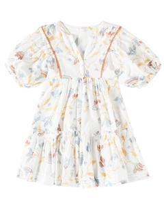 Платье Aria из хлопковой ткани с цветочным принтом, Blue Ylang Ylang Poupette st barth kids